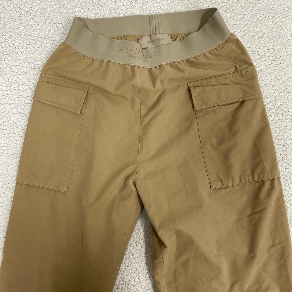 Fear of God Essentials Women Tan Cargo Pants Wide Leg Logo Waistband Small